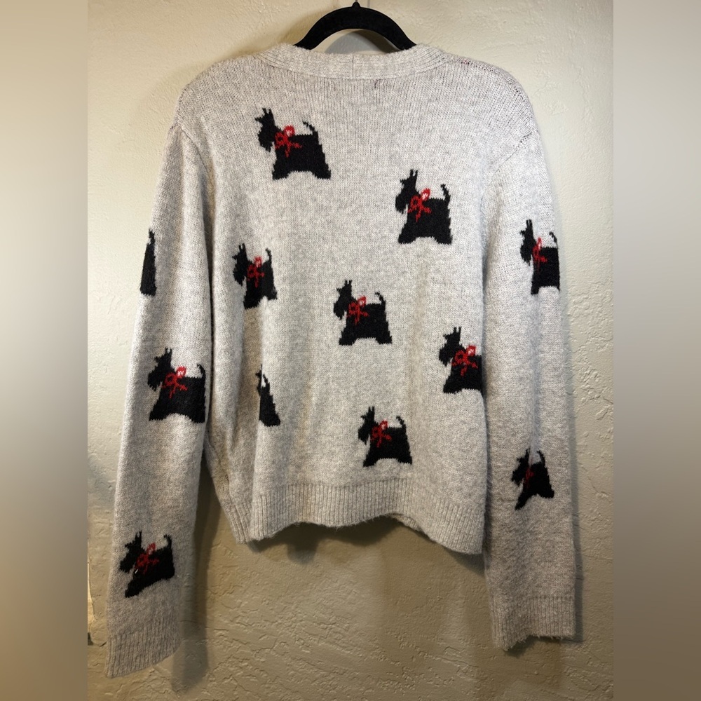 cupcakes & cashmere Gray Cardigan with Scottish Dog Size XL - Picture 6 of 8